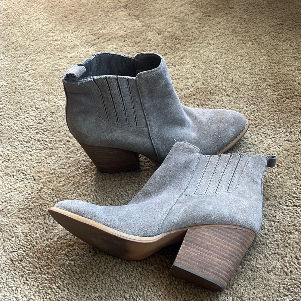 Crown Vintage Gray Ankle Booties with Stacked Heel
